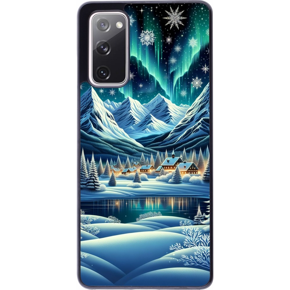 Samsung Galaxy S20 FE 5G Case Hülle - Verschneites Bergdorf am See in der Nacht