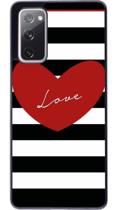 Coque Samsung Galaxy S20 FE 5G - Valentine 2023 heart black and white lines