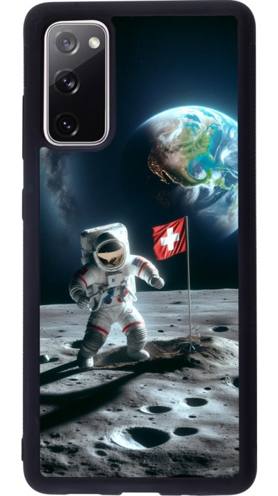 Samsung Galaxy S20 FE 5G Case Hülle - Silikon schwarz Astro Schweiz auf dem Mond