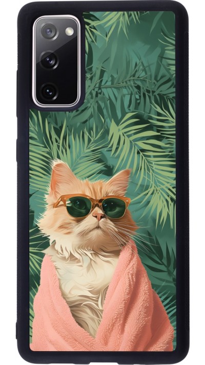 Samsung Galaxy S20 FE 5G Case Hülle - Silikon schwarz Cat Summer Palms