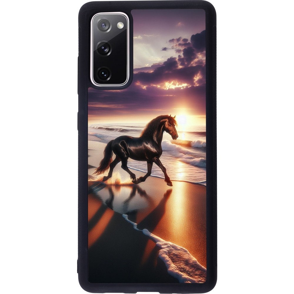Samsung Galaxy S20 FE 5G Case Hülle - Silikon schwarz Pferd majestätisch Strand