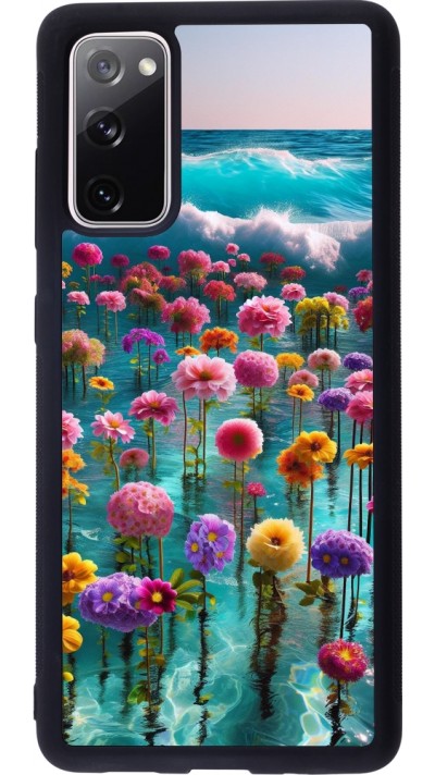 Coque Samsung Galaxy S20 FE 5G - Silicone rigide noir Flower sea waves