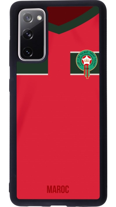 Coque Samsung Galaxy S20 FE 5G - Silicone rigide noir Maillot de football Maroc 2022 personnalisable