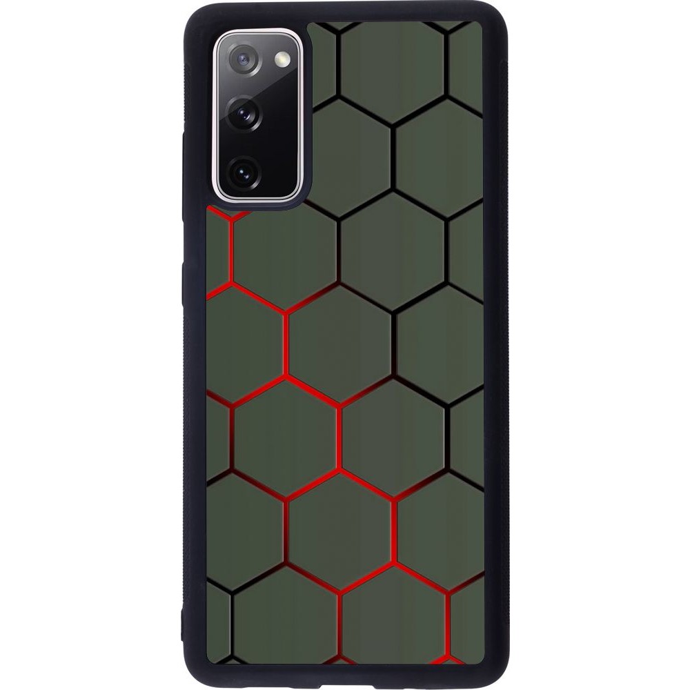 Coque Samsung Galaxy S20 FE - Silicone rigide noir Geometric Line red