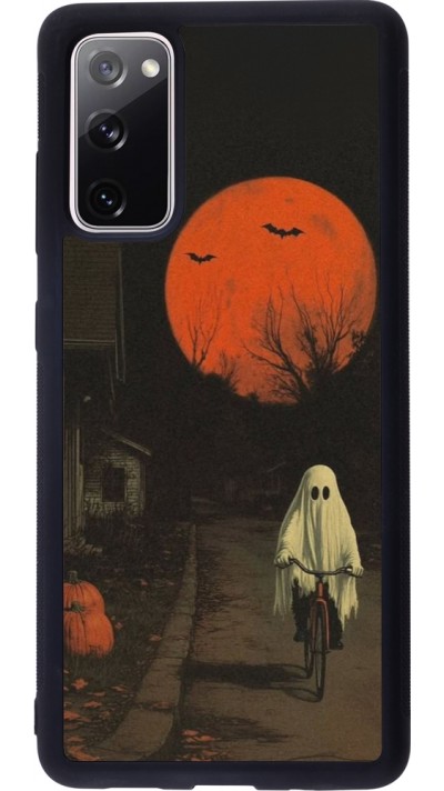 Coque Samsung Galaxy S20 FE 5G - Silicone rigide noir Halloween 2025 Ghost on a bicycle