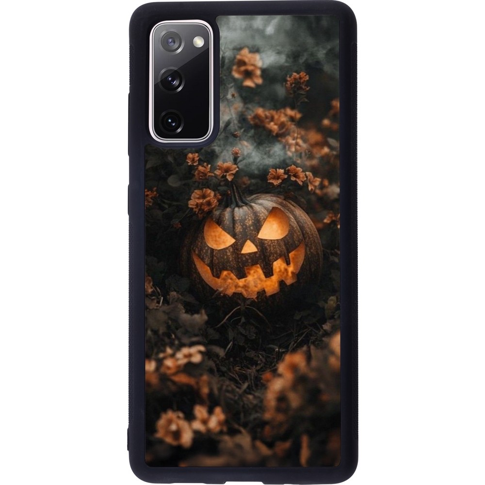 Coque Samsung Galaxy S20 FE 5G - Silicone rigide noir Halloween 2025 Pumpkin with flowers