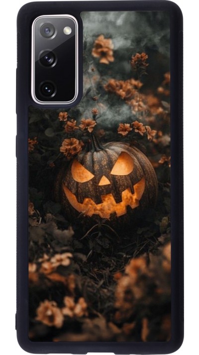 Coque Samsung Galaxy S20 FE 5G - Silicone rigide noir Halloween 2025 Pumpkin with flowers
