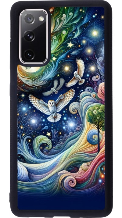 Coque Samsung Galaxy S20 FE 5G - Silicone rigide noir hibou volant floral