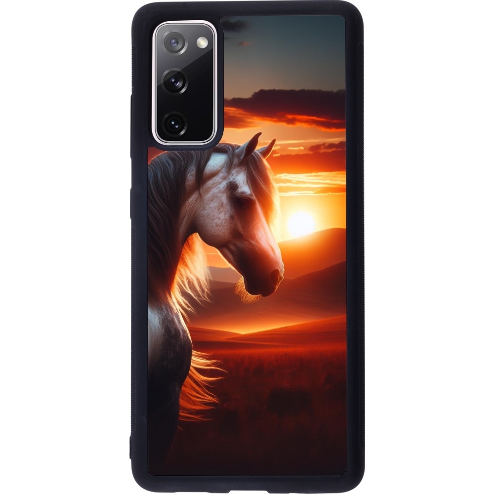 Coque Samsung Galaxy S20 FE 5G - Silicone rigide noir Majestic Sunset Horse