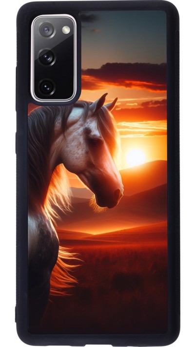 Coque Samsung Galaxy S20 FE 5G - Silicone rigide noir Majestic Sunset Horse