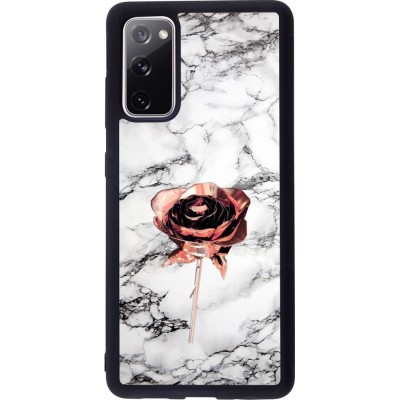 Coque Samsung Galaxy S20 FE - Silicone rigide noir Marble Rose Gold