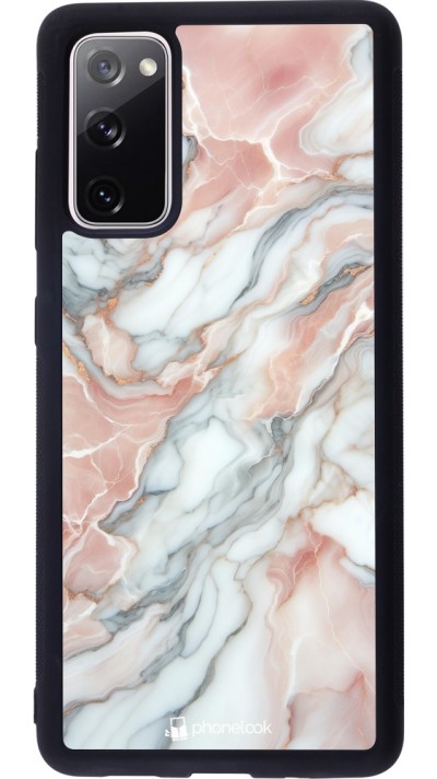 Coque Samsung Galaxy S20 FE 5G - Silicone rigide noir Marbre Rose Lumineux