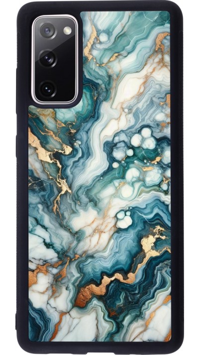 Coque Samsung Galaxy S20 FE 5G - Silicone rigide noir Marbre Vert Bleu Doré