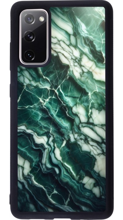Coque Samsung Galaxy S20 FE 5G - Silicone rigide noir Marbre vert majestueux