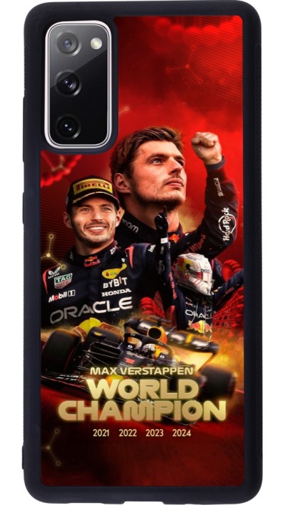 Coque Samsung Galaxy S20 FE 5G - Silicone rigide noir Max Verstappen Champion 2023