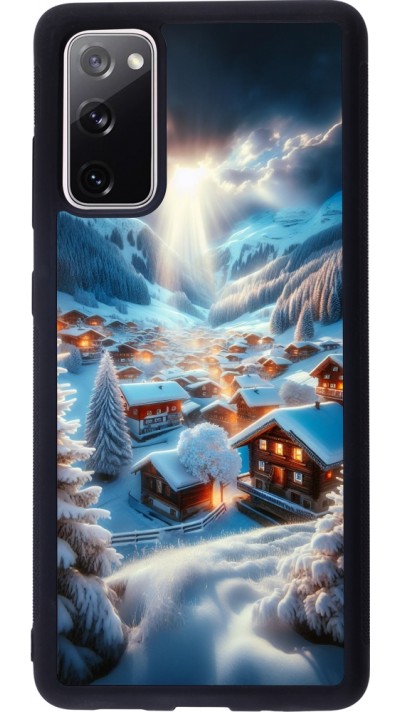 Coque Samsung Galaxy S20 FE 5G - Silicone rigide noir Mont Neige Lumière