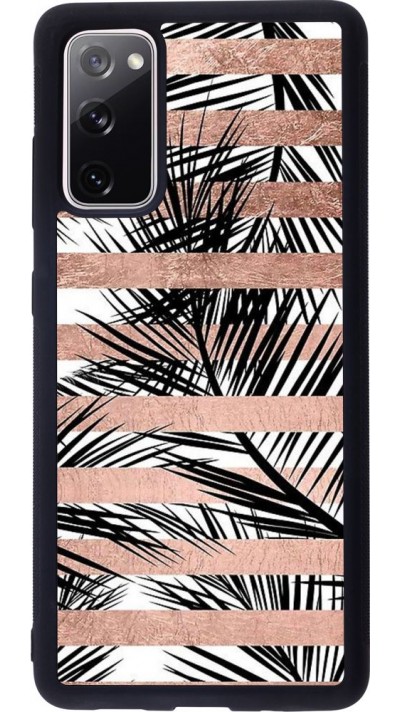 Hülle Samsung Galaxy S20 FE - Silikon schwarz Palm trees gold stripes