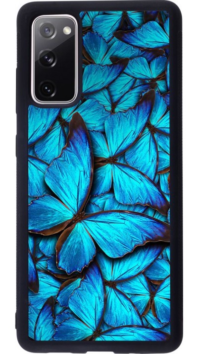 Hülle Samsung Galaxy S20 FE - Silikon schwarz Papillon - Bleu