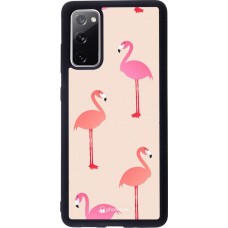 Hülle Samsung Galaxy S20 FE - Silikon schwarz Pink Flamingos Pattern