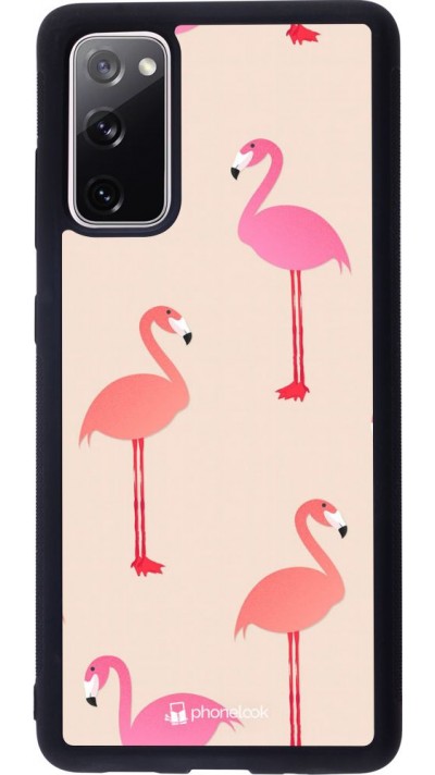 Hülle Samsung Galaxy S20 FE - Silikon schwarz Pink Flamingos Pattern