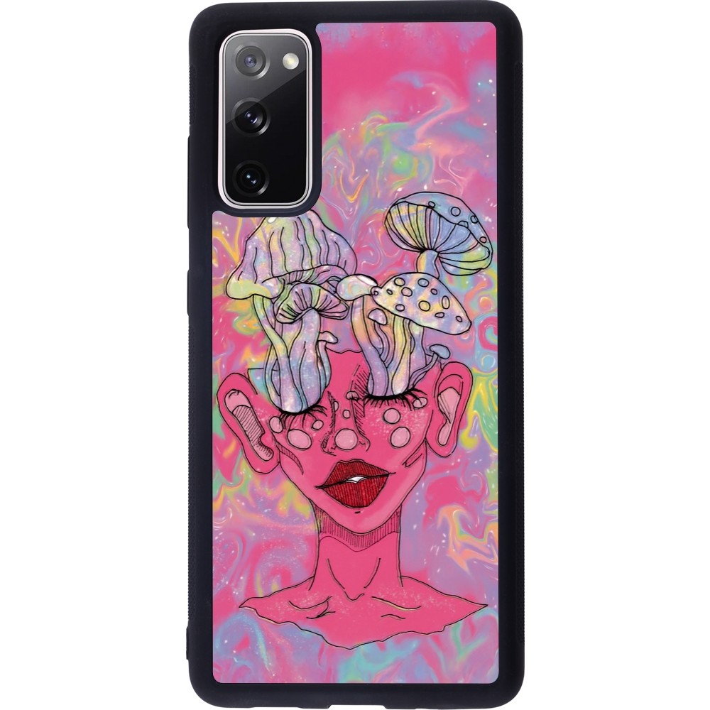 Coque Samsung Galaxy S20 FE 5G - Silicone rigide noir Psychedelic pink mushroom