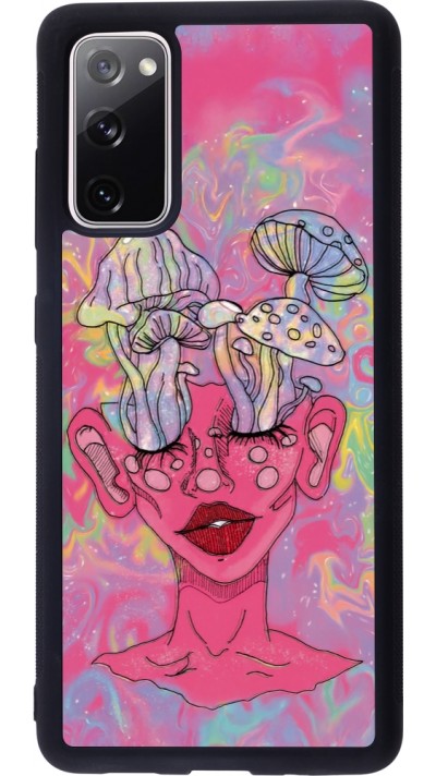 Coque Samsung Galaxy S20 FE 5G - Silicone rigide noir Psychedelic pink mushroom