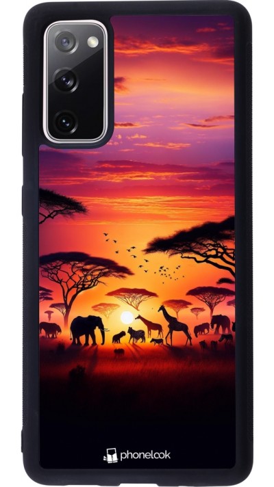 Coque Samsung Galaxy S20 FE 5G - Silicone rigide noir Safari sunset wildlife