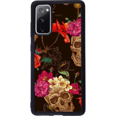 Coque Samsung Galaxy S20 FE - Silicone rigide noir Skulls and flowers