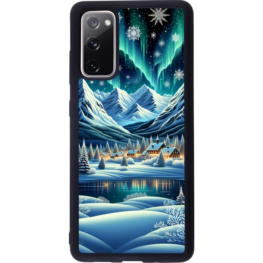 Samsung Galaxy S20 FE 5G Case Hülle - Silikon schwarz Verschneites Bergdorf am See in der Nacht