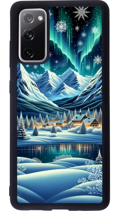 Samsung Galaxy S20 FE 5G Case Hülle - Silikon schwarz Verschneites Bergdorf am See in der Nacht