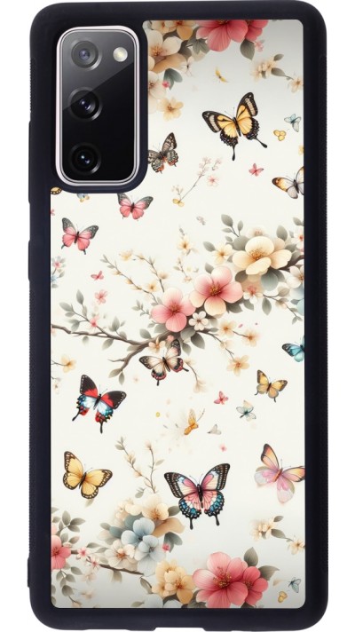 Coque Samsung Galaxy S20 FE 5G - Silicone rigide noir Spring 25 Papillons Légers