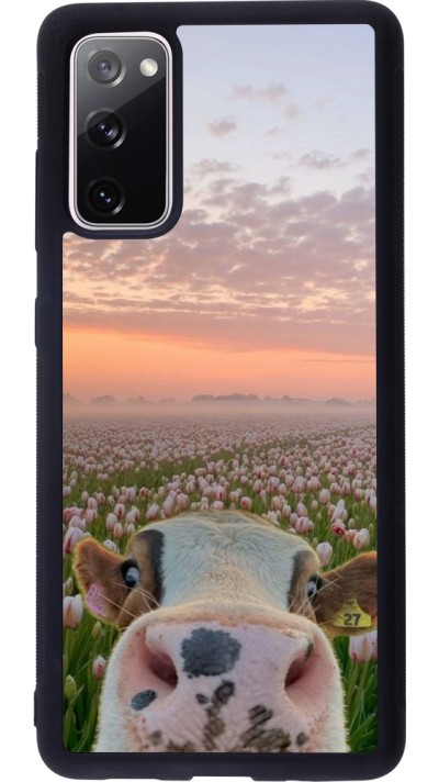 Coque Samsung Galaxy S20 FE 5G - Silicone rigide noir Cow with tulips Spring 2026