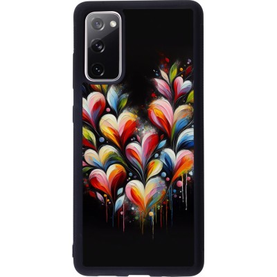 Coque Samsung Galaxy S20 FE 5G - Silicone rigide noir Valentine 2024 Coeur Noir Abstrait
