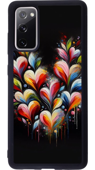 Coque Samsung Galaxy S20 FE 5G - Silicone rigide noir Valentine 2024 Coeur Noir Abstrait