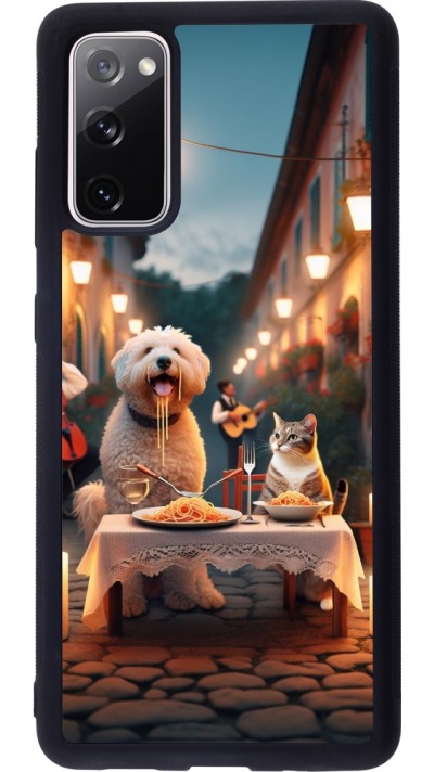 Coque Samsung Galaxy S20 FE 5G - Silicone rigide noir Valentine 2024 Dog & Cat Candlelight