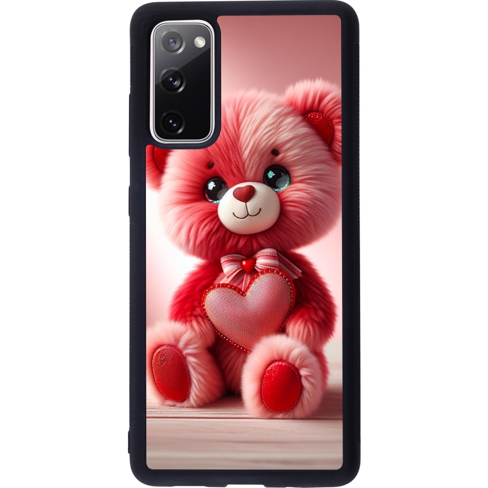 Samsung Galaxy S20 FE 5G Case Hülle - Silikon schwarz Valentin 2024 Rosaroter Teddybär