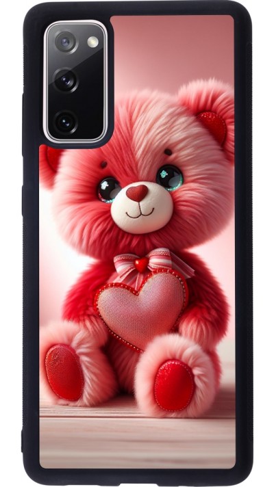Coque Samsung Galaxy S20 FE 5G - Silicone rigide noir Valentine 2024 Ourson rose