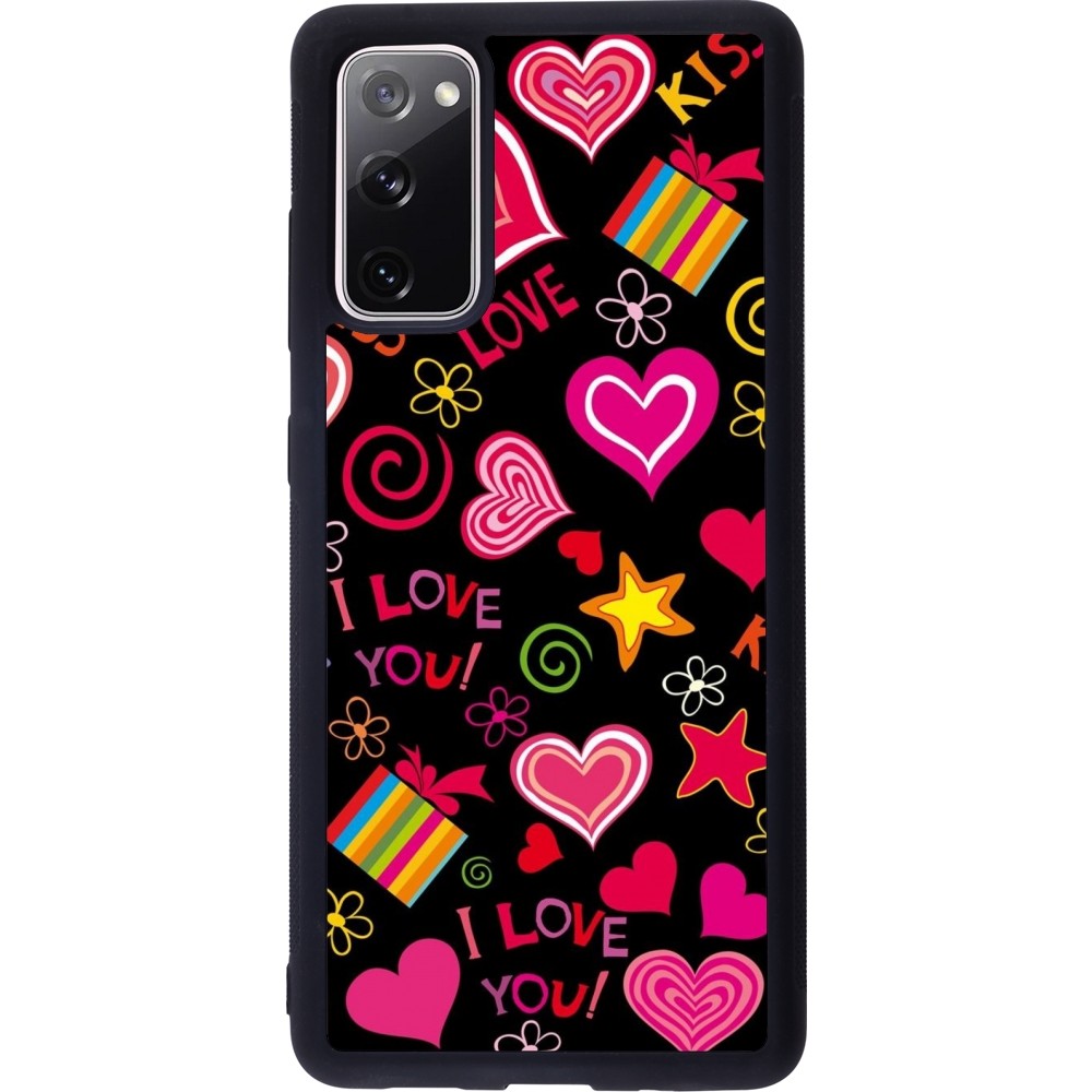 Coque Samsung Galaxy S20 FE 5G - Silicone rigide noir Valentine 2023 love symbols