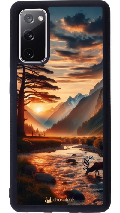 Coque Samsung Galaxy S20 FE 5G - Silicone rigide noir Valley Sunset Deer Tree