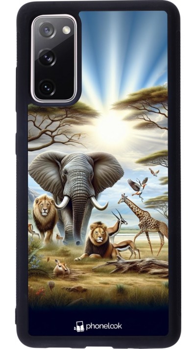 Coque Samsung Galaxy S20 FE 5G - Silicone rigide noir Vie sauvage africaine