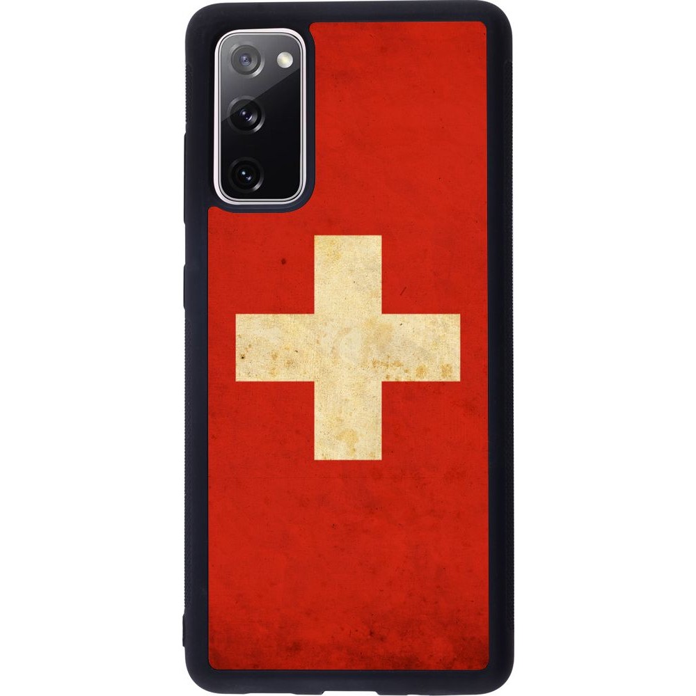 Hülle Samsung Galaxy S20 FE - Silikon schwarz Vintage Flag SWISS