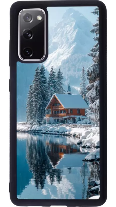 Coque Samsung Galaxy S20 FE 5G - Silicone rigide noir Winter 25 Winter house forest day