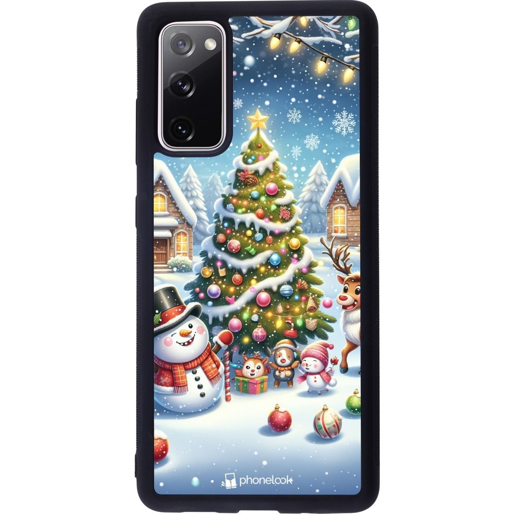 Samsung Galaxy S20 FE 5G Case Hülle - Silikon schwarz Weihnachten 2023 Schneemann und Tannenbaum
