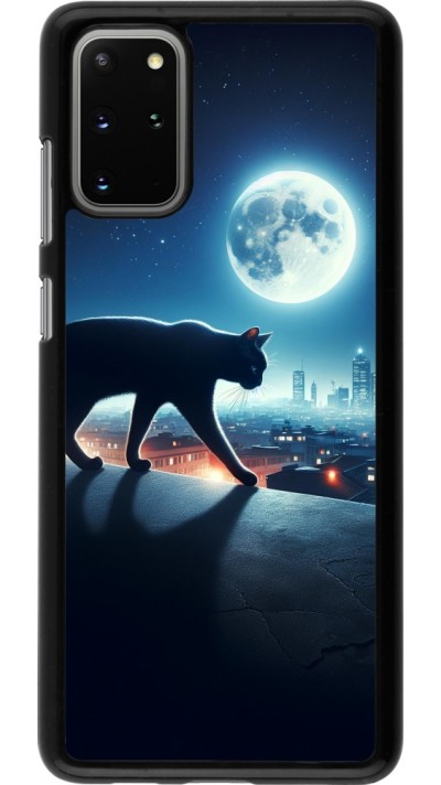 Samsung Galaxy S20+ Case Hülle - Schwarze Katze unter dem Vollmond