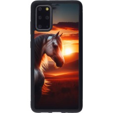 Coque Samsung Galaxy S20+ - Silicone rigide noir Majestic Sunset Horse