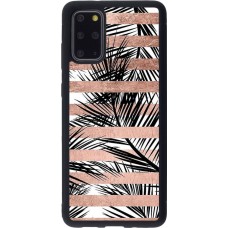 Coque Samsung Galaxy S20+ - Silicone rigide noir Palm trees gold stripes