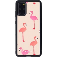 Hülle Samsung Galaxy S20+ - Silikon schwarz Pink Flamingos Pattern