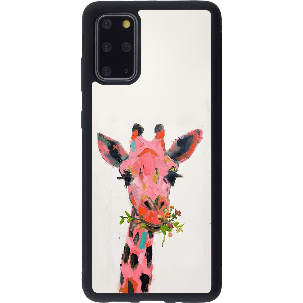 Samsung Galaxy S20+ Case Hülle - Silikon schwarz Pink Girafe Paint