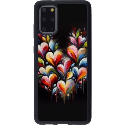 Coque Samsung Galaxy S20+ - Silicone rigide noir Valentine 2024 Coeur Noir Abstrait