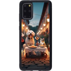 Samsung Galaxy S20+ Case Hülle - Silikon schwarz Valentin 2024 Hund & Katze Kerzenlicht